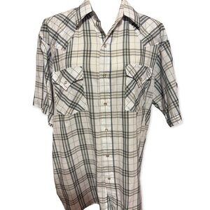 Vintage Plains Plaid Snap Button Shirt L